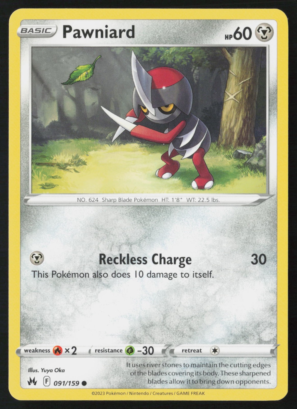 Pokemon Pawniard (91) 091/159 Crown Zenith Non-Holo Pack Fresh - NM
