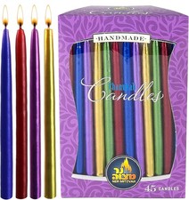 Dripless Chanukah Candles Standard Size, Metallic Multicolored Hanukkah Candl...