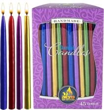 Dripless Chanukah Candles Standard Size, Metallic Multicolored Hanukkah Candl...