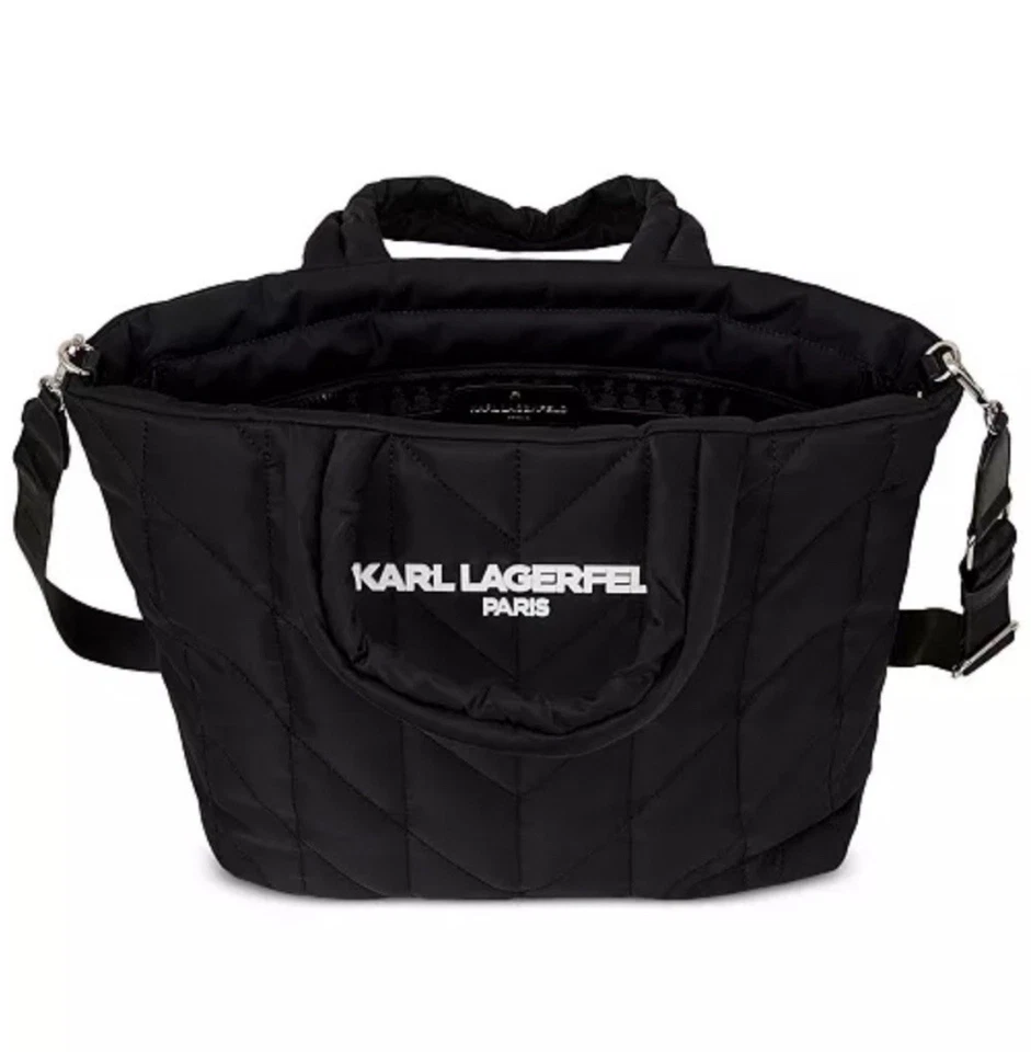 Bolso Bandolera Karl Lagerfeld Paris Voyage Negro Acolchado Nylon Nuevo Con Etiquetas Foto 3 de 4