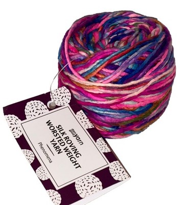 Darn Good Yarn SILK Roving Worsted Colorway  Phenomena  Hand-Dyed 50g 75 Yds