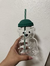 20oz Glass Teddy Bear Cup with Straw, Cute Coffee Mugs