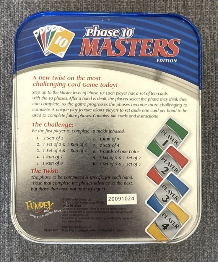 Phase 10 Masters Edition - 2009 Fundex Games Collectible Tin NEW Sealed cards - Image 2 of 4