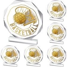 Anglechic 6 Pack Sports Trophy Acrylic Award Medals 4.72x4.72 In Basketball