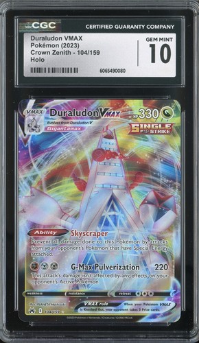 DURALUDON VMAX 104/159 POKEMON CROWN ZENITH HOLO CGC 10 GEM MINT
