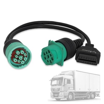 J1939 9 Pin to OBD 2 Male Adapter Cable,Work with Truck Diagnostic Scanner 