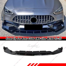 For 22-25 Benz W206 C300 C43 AMG C63-Style Gloss Black Front Bumper Lip