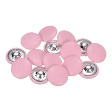 15pcs Leather Covered Button 25mm Metal Round Sewing Buttons, Pink