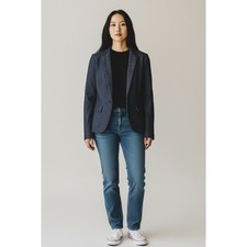 Banana Republic Navy Blue Cotton Blend Knit Blazer Jacket 4P Petite