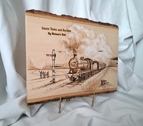 Original Hand Crafted Sussex Steam Train Engraving with watercolour paint - Picture 2 of 6