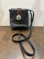 Brighton One World Small Black Leather Western Crossbody Purse Bucket Purse