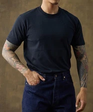 NON STOCK 9 oz US Cotton Tubular T-Shirt Black  Sz L USA 🇺🇸 SHIPPING.