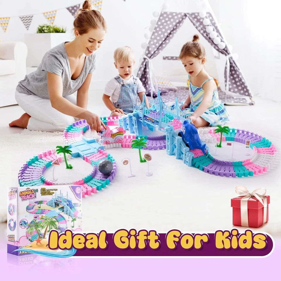 DIY Unicorn Track Toys 194 Pcs Shark Race Car Toys for Boys Girls ... - image 2 of 4