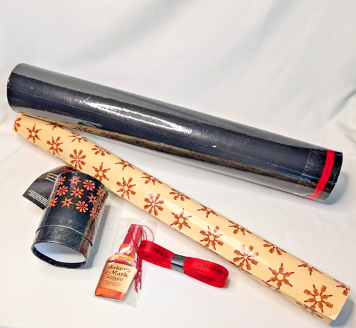 MAKER'S MARK Wrapping Paper with Ribbon New in Tube Gift Tag Holiday Whiskey
