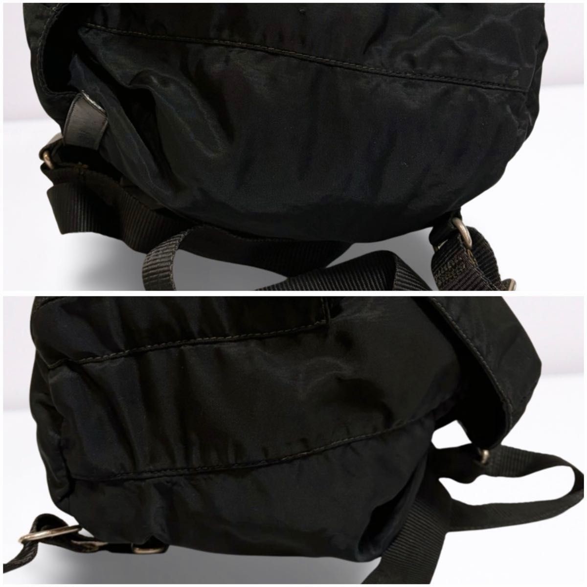 PRADA backpack triangular logo nylon leather blac… - image 5