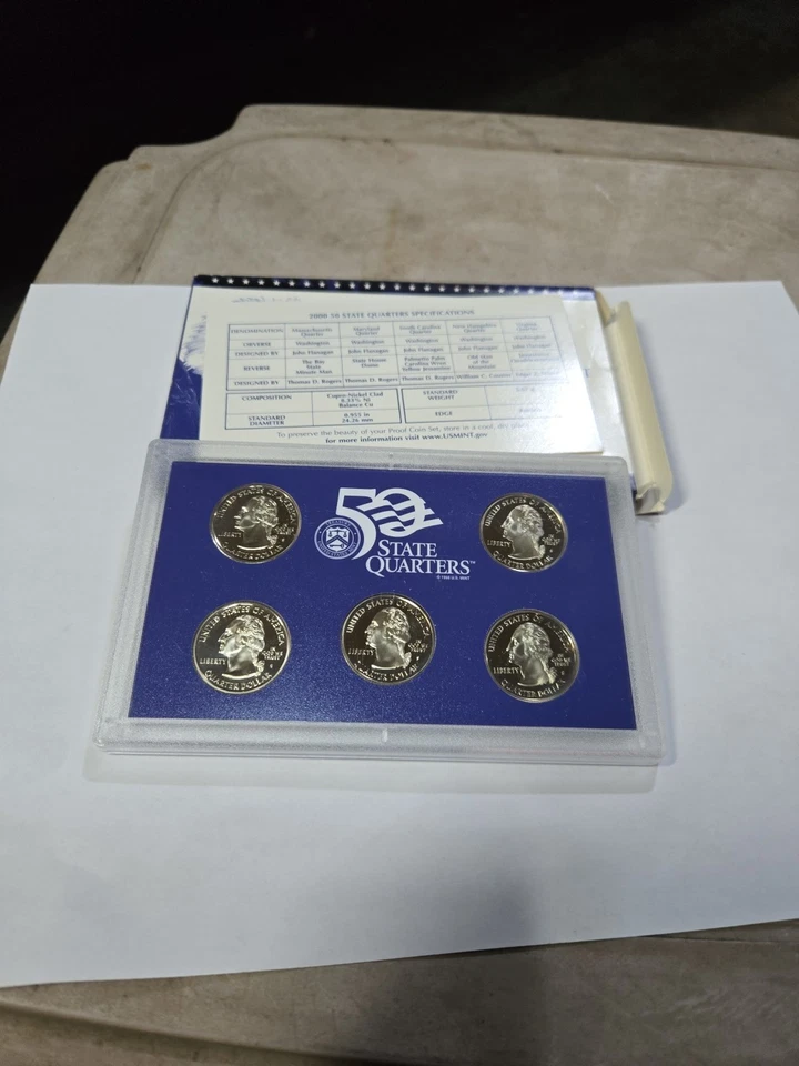 2000 San Francisco Clad PROOF State Quarters Set -Cameo -5 Coins! Free Shipping! - Image 3 of 4