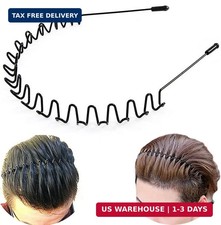 bodbop Metal Hair Band for Men Headband Women Bands Unisex Black Wavy Spring Out