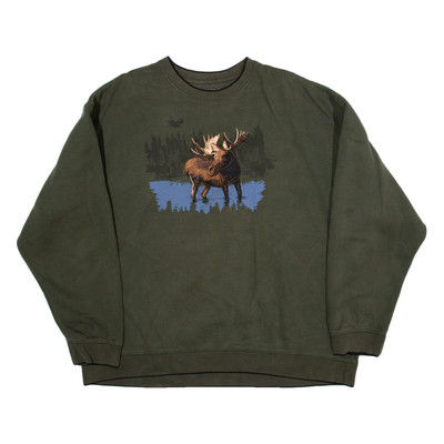 CROFT AND BARROW Reindeer Print Damen Sweatshirt Grün L