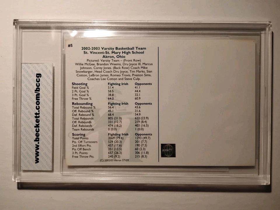 Tarjeta del equipo Lebron James Rookie 2003/10000 St Vincent St Mary BCCG 10 cubierta Foto 2 de 4