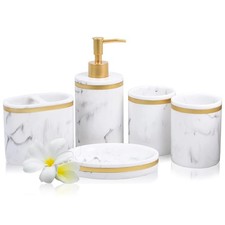 5-Piece Bathroom Counter Top Accessory Set - Dispenser for Liquid Soap or Lot...