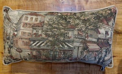 23'' rectangular French Tapestry pillow Paris Street Cafe Galerie Flower Hotel