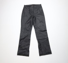 Vintage 90s Streetwear Womens 4 Distressed Soft Lambskin Leather Pants Black