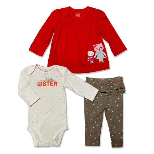 * NEU MIT ETIKETT - CARTER'S - BABY MÄDCHEN 3-TEILIGES OUTFIT SET - GRÖSSE: NEUGEBORENE - 6-9M - Bild 2 von 10