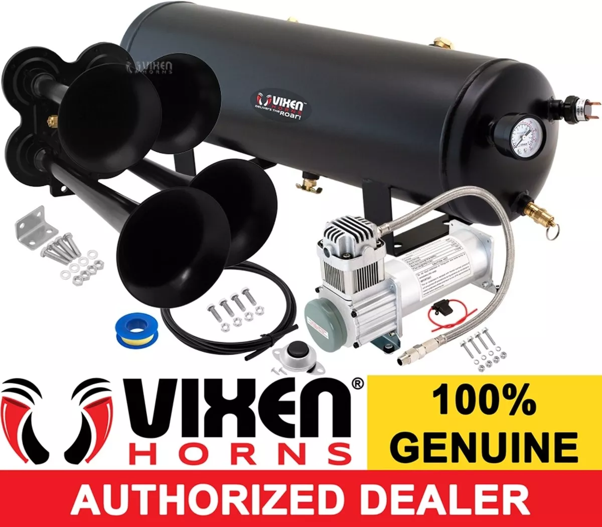 TRAIN HORN KIT FOR TRUCK/CAR/SEMI LOUD SYSTEM /3G AIR TANK /200PSI /4  TRUMPETS