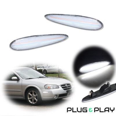 Clear White LED Front Side Marker Lights For Nissan Maxima 2000 2001 2002 2003