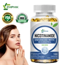 NAD Supplement - Nicotinamide 500mg Resveratrol 100mg - Anti-Aging 120 Capsules