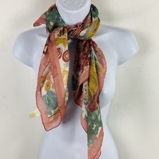 VINTAGE Italian Berkshire Womens Square Scarf Mauve Pink Sage Green
