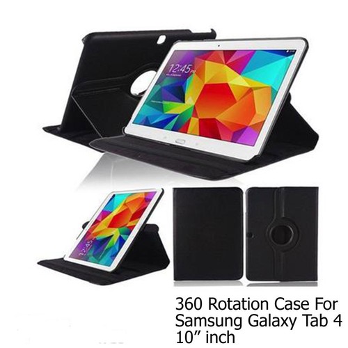 For Samsung Galaxy Tab 4 10.1" Screen Protector/ Black PU Leather Case Cover - Picture 6 of 12