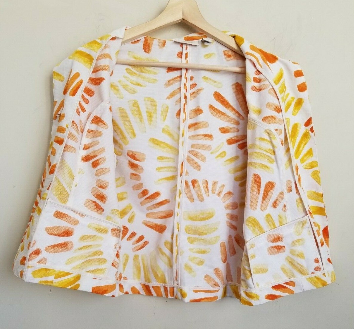 Chico's Jacket White/Orange Multi Collared Button… - image 3