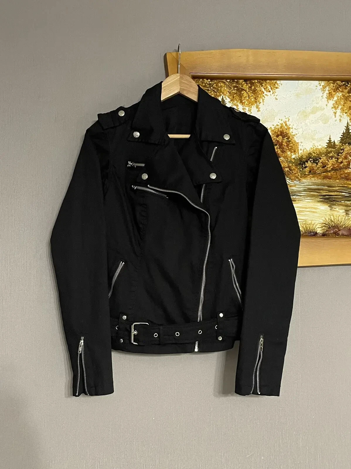 Giacca nera Tripp Nyc cotone biker stile Rick Owens Y2K gotico avant garde