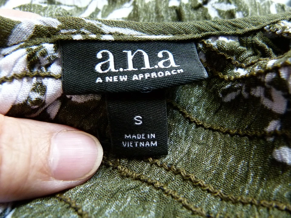 A.N.A. Vestido largo para mujer A new approach caqui/blanco patrón tropical talla S  Foto 3 de 4