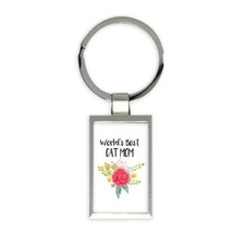 Gift Keychain : World's Best Cat Mom Pet Cute Flower Christmas Birthday
