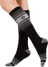 Charter Club Women's Fair Isle Christmas Knee-High Socks 9-11  Black
