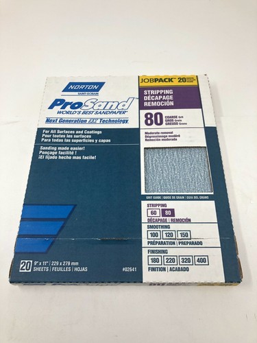 Norton ProSand Sandpaper - 20-Pack, 80 Grit, 9inch W x 11inch L