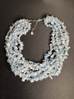 New ListingVintage Torsade Necklace 7 Strand Light Blue Chip Stone Sterling Silver Clasp