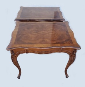 2 Karges French Provincial Louis XV Burled Walnut Coffee Table, Newly Refinished