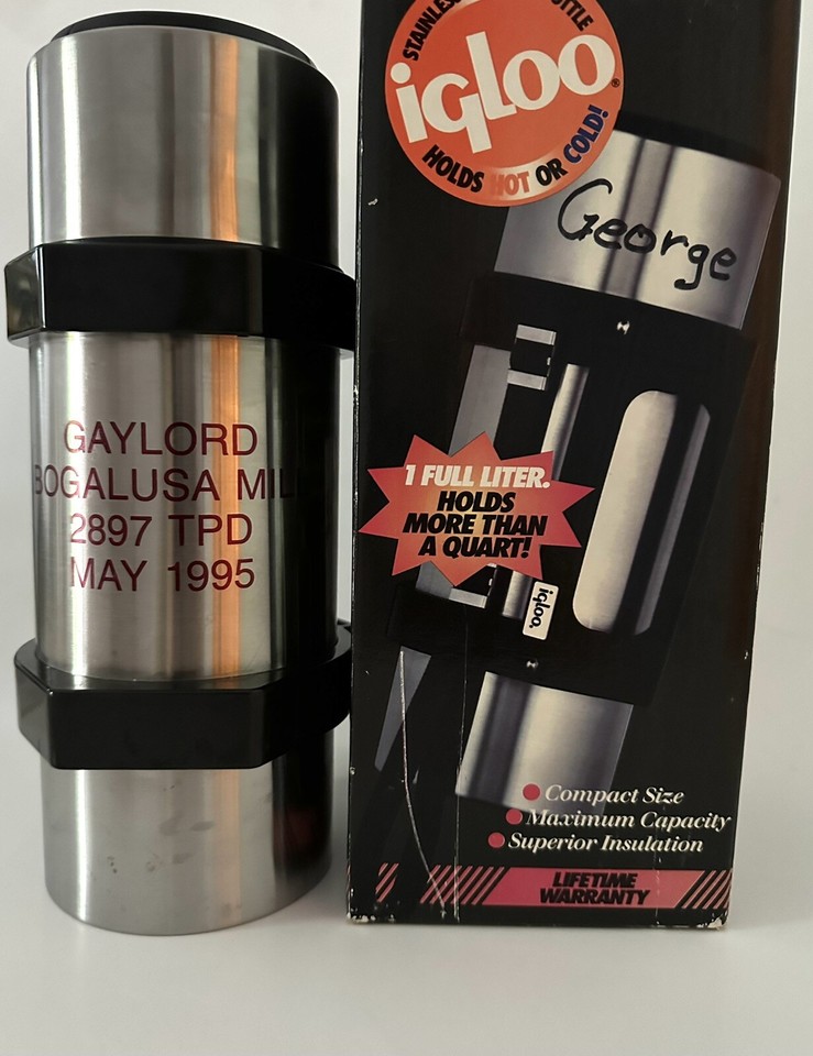 IGLOO THERMOS Bogalusa Gaylord Paper Mill Award 1995 TDP Washington