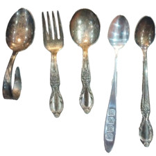 Vintage lot of 4 baby spoons  1 fork, various brands