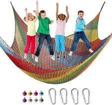 Playground Safety Net 6.5' X 9.8', Double Layers Climbing Cargo Net for Kids, Mu