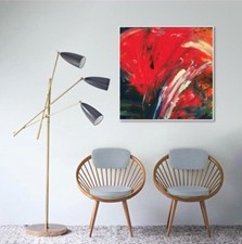 Red Square Abstract Painting, Acrylic CanvasART, Modern WALLDECOR ,WHEN ITS RED