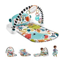 Fisher-Price Baby Playmat Glow and Grow Kick  Play Piano Gym, Blue Musical L...