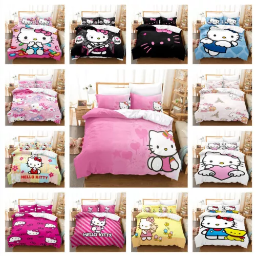 Hello@Kitty Set Biancheria da Letto Bambini Donna Ragazze Camera #Copripiumino Federa Set UK - Foto 2 di 47