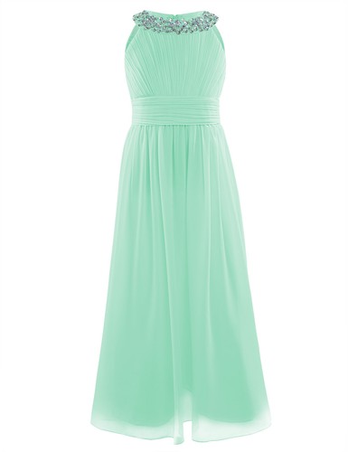 Girls Flower Wedding Dress Kid Pageant Formal Bridesmaid Lace Chiffon Long Maxi - 第 60/101 張圖片