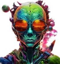 Listing image for Halloween Psychedelic Alien Wall Art Bedroom Nursery Colour Vinyl Sticker Decal