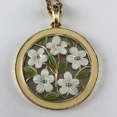 Flower Antique Enamel Pendant Vintage Enamel Flower Pendant