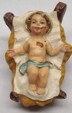 Vintage Christmas Nativity Manger Paper Mache Putz Composition Italy Jesus 50s